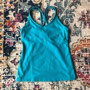 NWOT Athleta Teal Strappy Tank w/ Built-in Bra